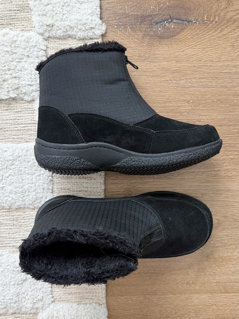 Propét Hedy Round Toe Zippered Booties in Black - Picture 2 of 8